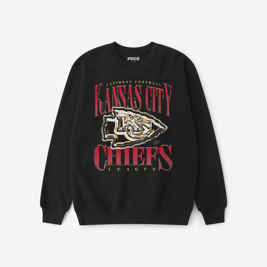 Kansas City Chiefs Chrome Stack Crew Neck Sweatshirt FOCO S - FOCO.com