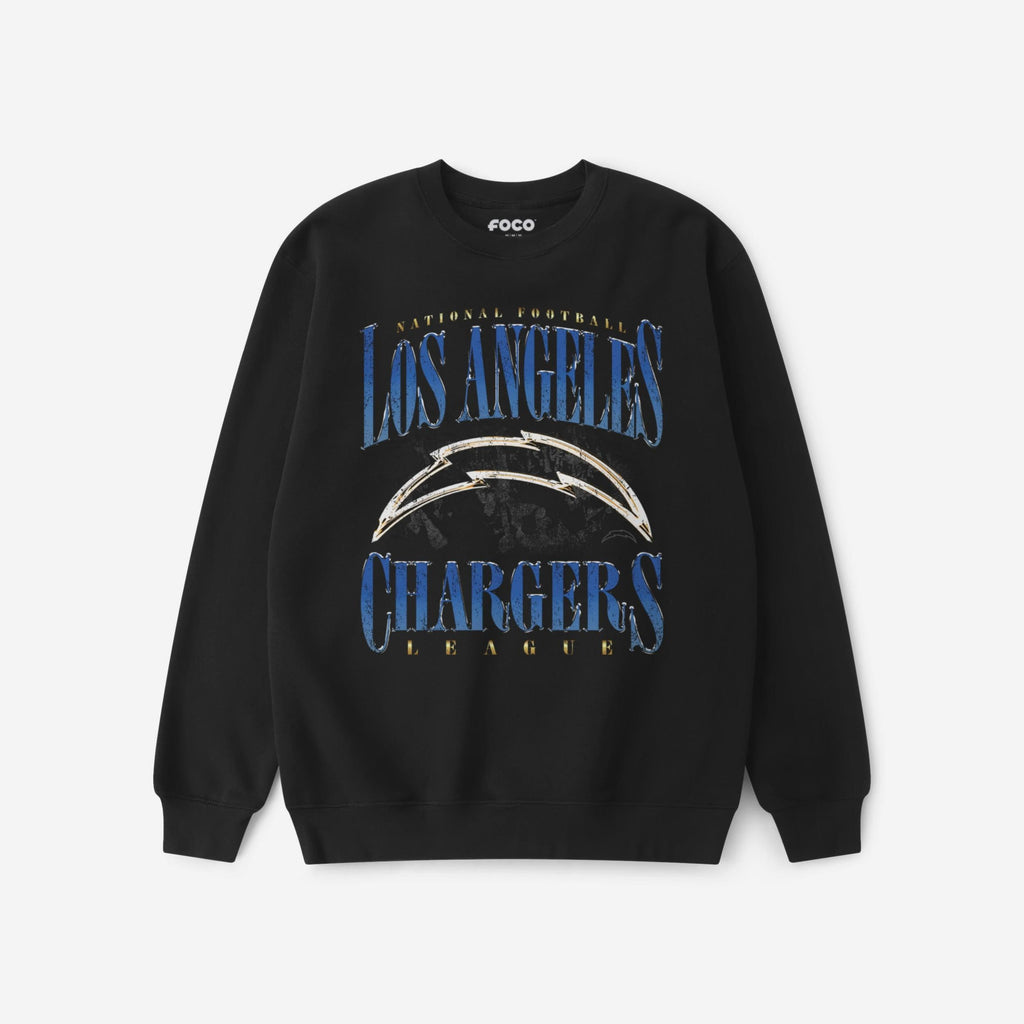 Los Angeles Chargers Chrome Stack Crew Neck Sweatshirt FOCO S - FOCO.com