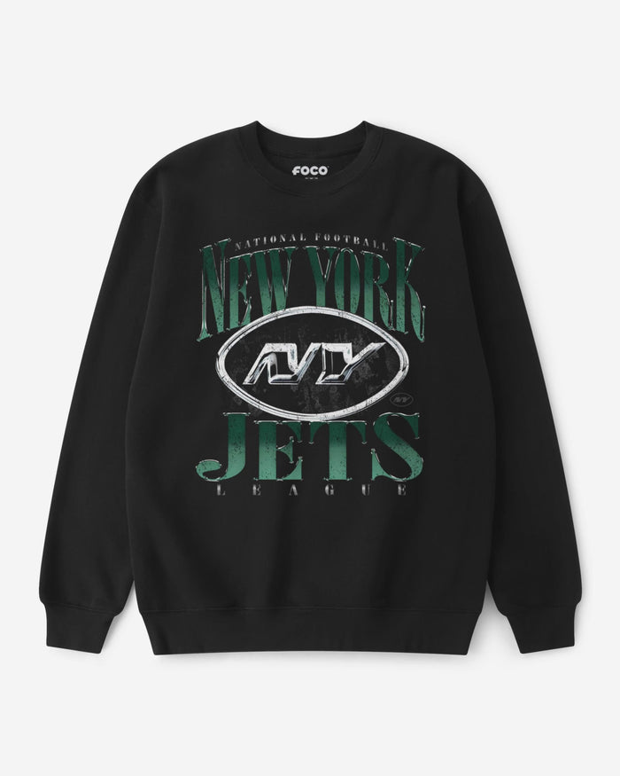 New York Jets Chrome Stack Crew Neck Sweatshirt FOCO S - FOCO.com