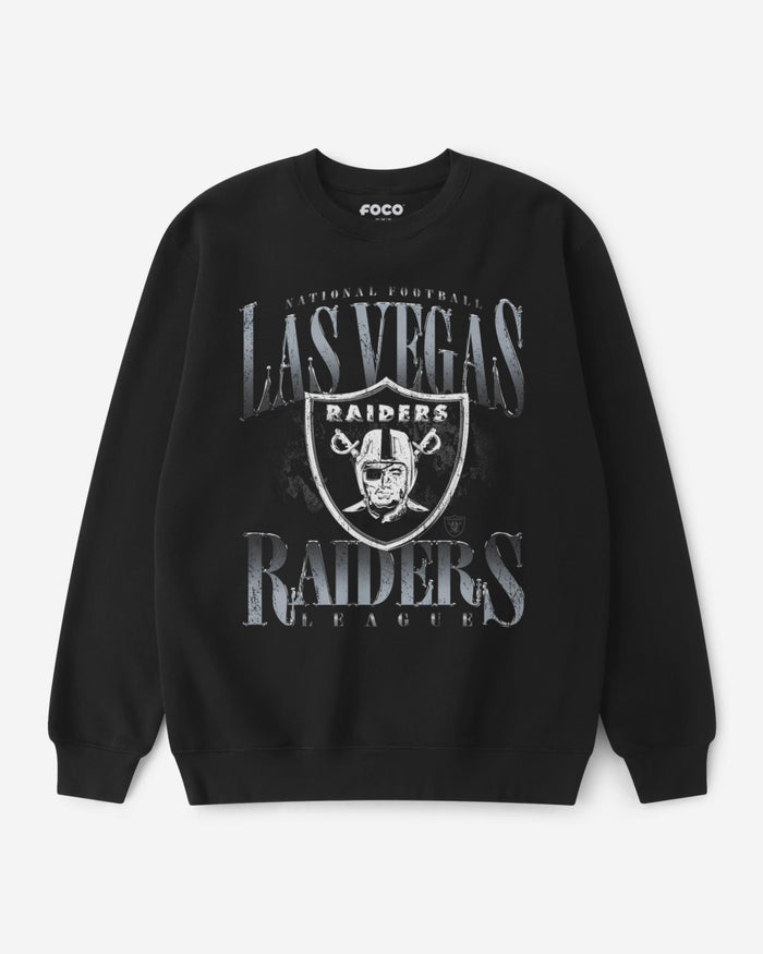 Las Vegas Raiders Chrome Stack Crew Neck Sweatshirt FOCO S - FOCO.com