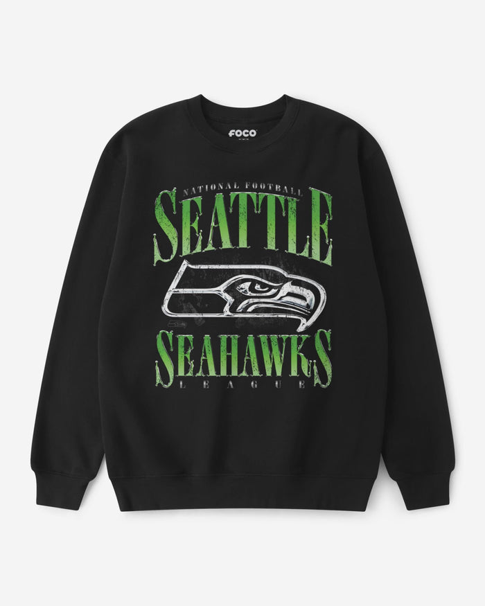 Seattle Seahawks Chrome Stack Crew Neck Sweatshirt FOCO S - FOCO.com