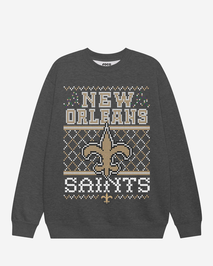 New Orleans Saints Holiday Crew Neck Sweatshirt FOCO S - FOCO.com