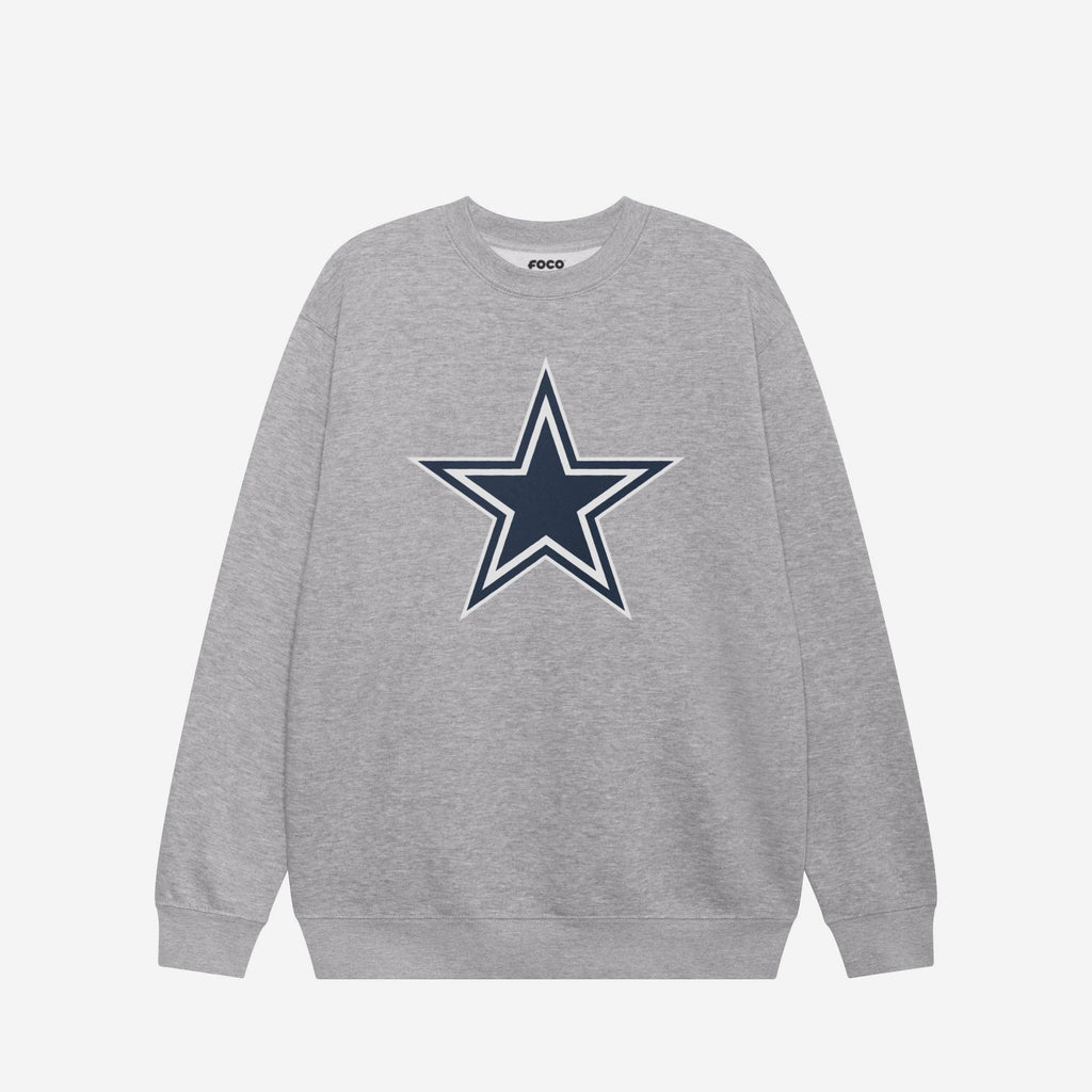Dallas Cowboys Primary Logo Crew Neck Sweatshirt FOCO Athletic Heather S - FOCO.com