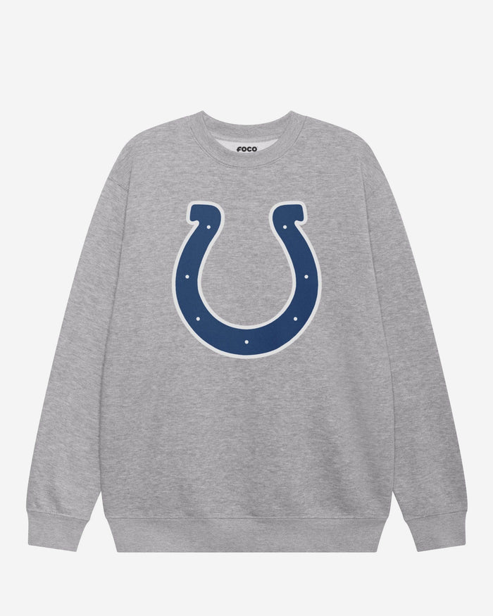 Indianapolis Colts Primary Logo Crew Neck Sweatshirt FOCO Athletic Heather S - FOCO.com