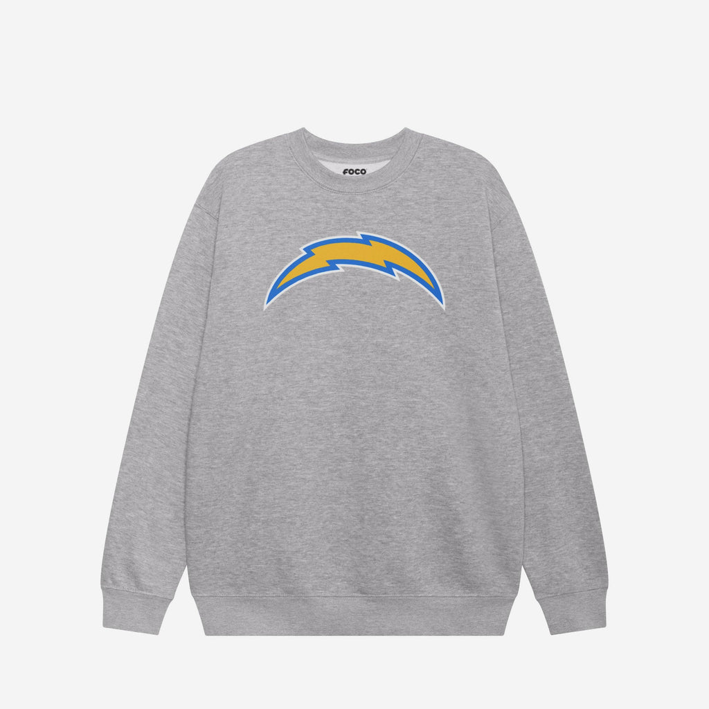 Los Angeles Chargers Primary Logo Crew Neck Sweatshirt FOCO Athletic Heather S - FOCO.com