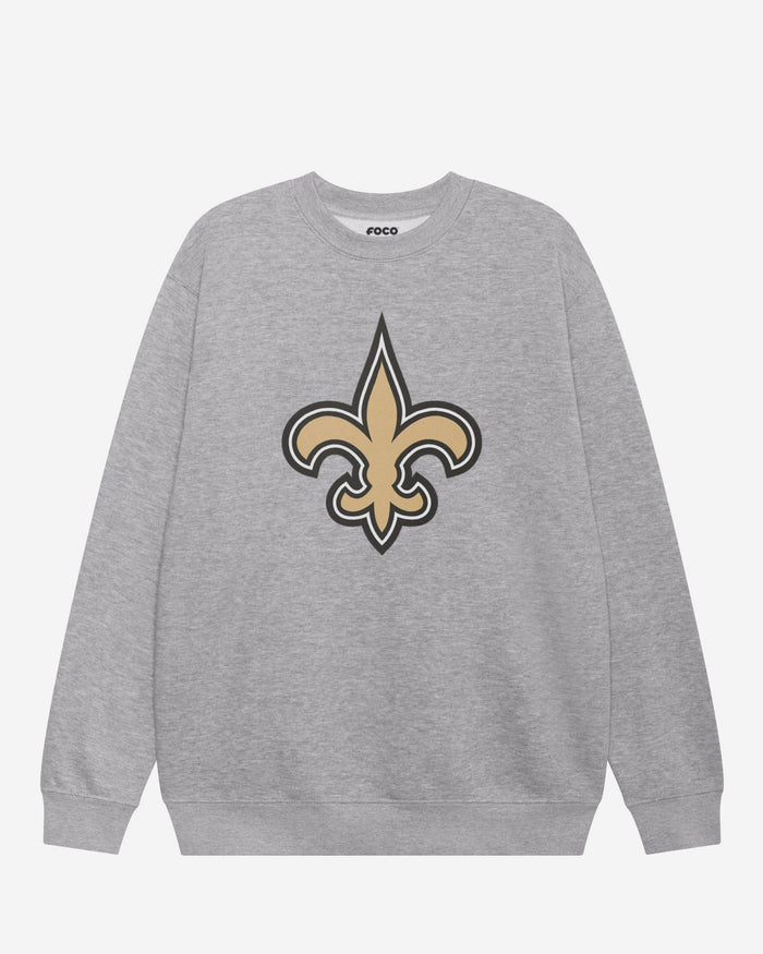 New Orleans Saints Primary Logo Crew Neck Sweatshirt FOCO Athletic Heather S - FOCO.com