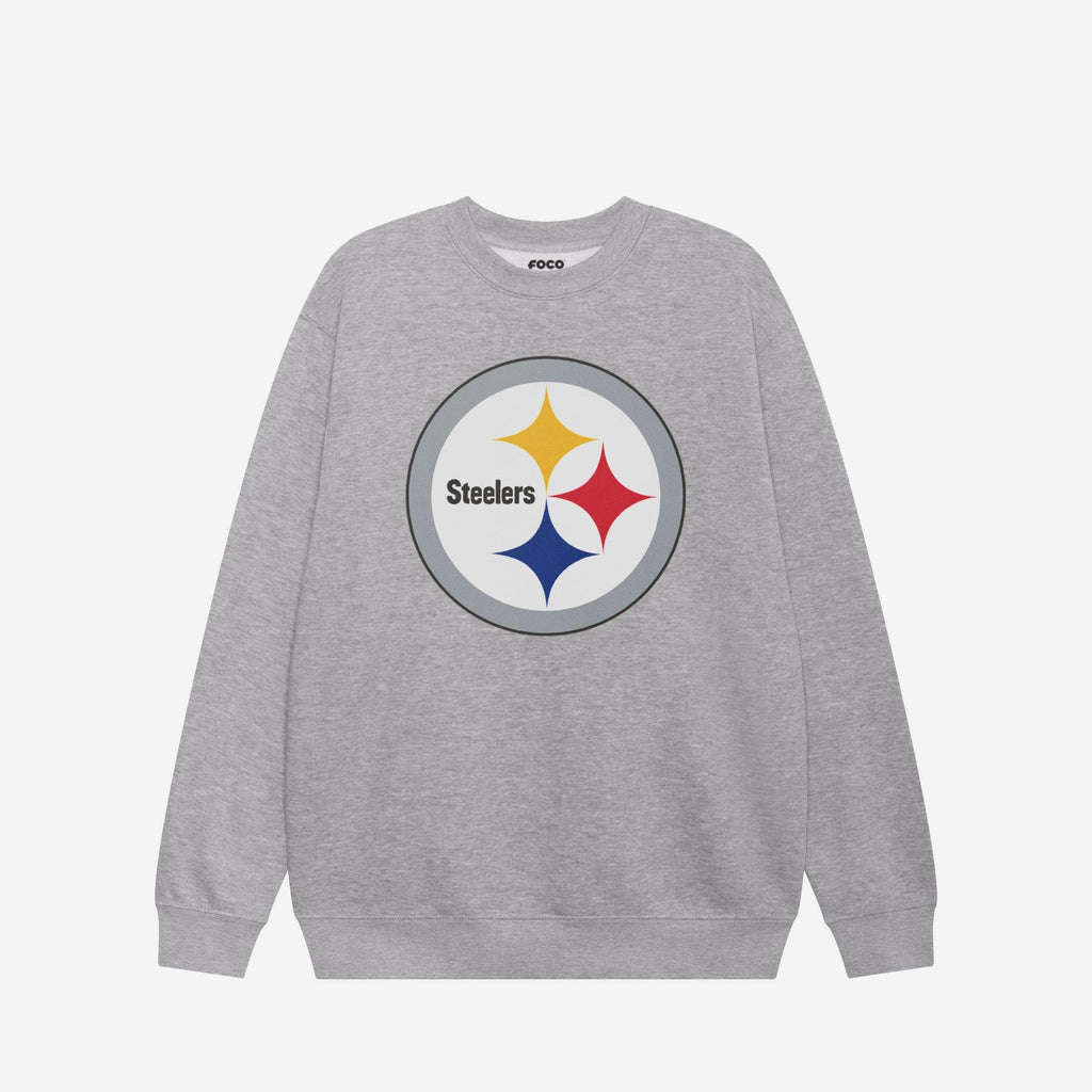 Pittsburgh Steelers Primary Logo Crew Neck Sweatshirt FOCO Athletic Heather S - FOCO.com