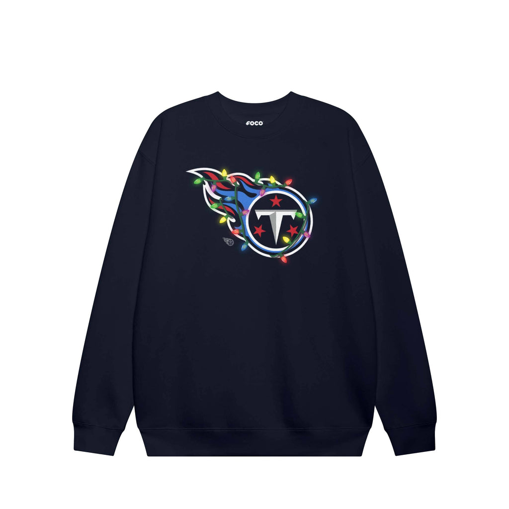 Tennessee Titans Primary Logo Holiday Lights Crew Neck Sweatshirt