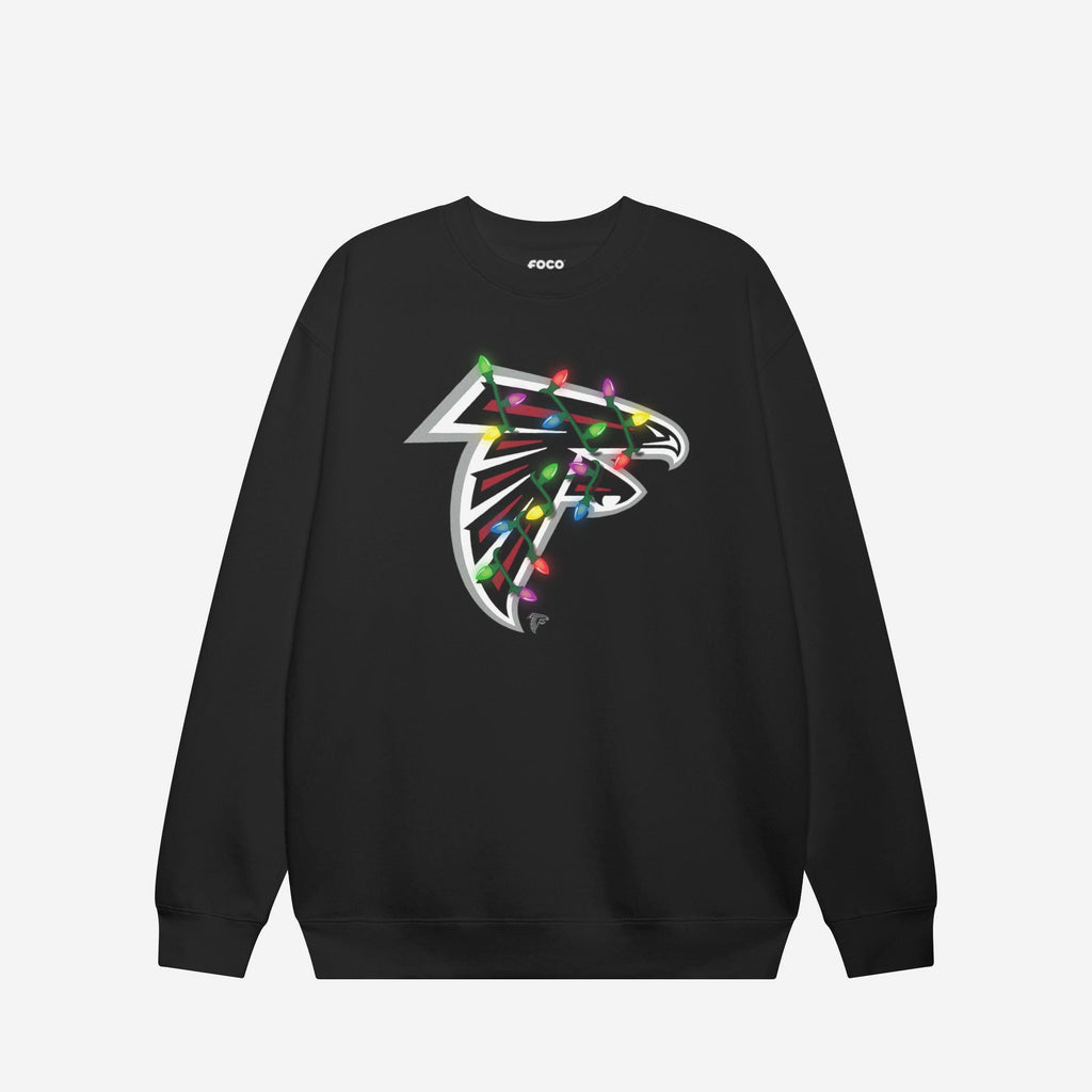 Atlanta Falcons Primary Logo Holiday Lights Crew Neck Sweatshirt FOCO S - FOCO.com