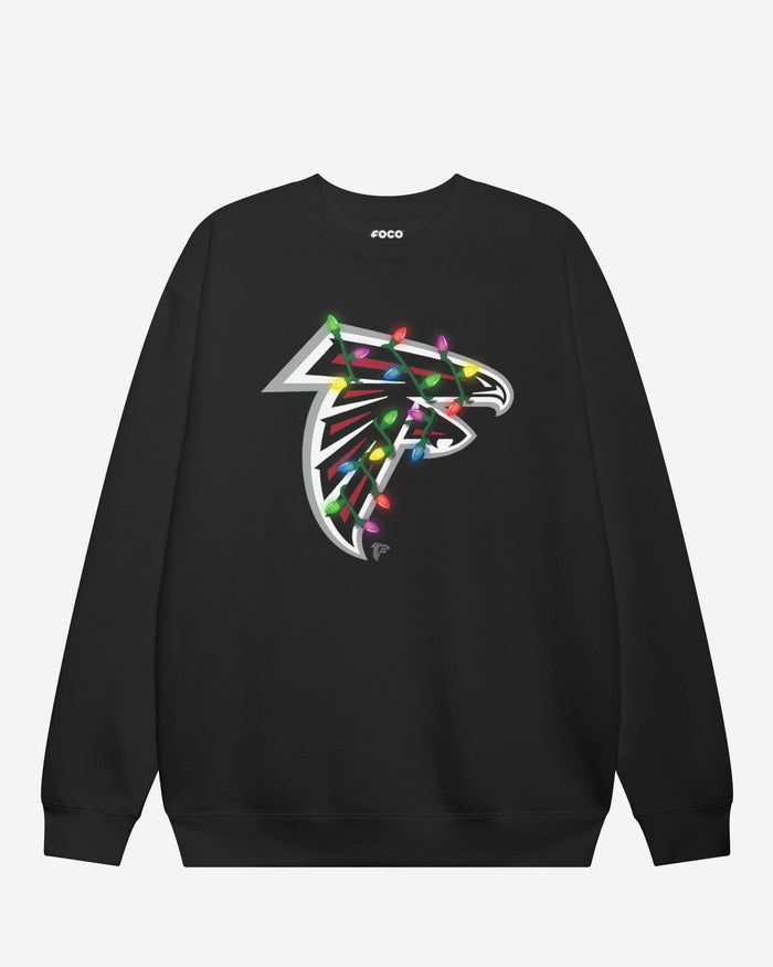Atlanta Falcons Primary Logo Holiday Lights Crew Neck Sweatshirt FOCO S - FOCO.com
