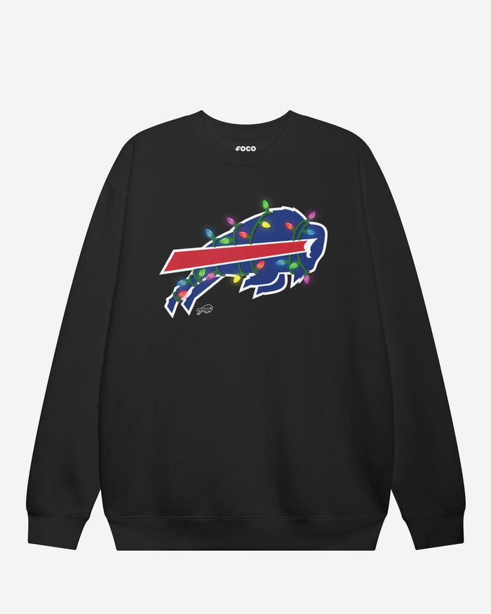 Buffalo Bills Primary Logo Holiday Lights Crew Neck Sweatshirt FOCO S - FOCO.com
