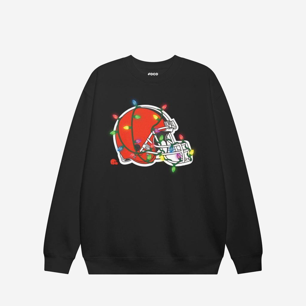 Cleveland Browns Primary Logo Holiday Lights Crew Neck Sweatshirt FOCO S - FOCO.com