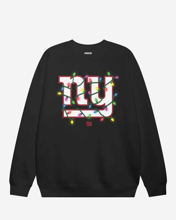 New York Giants Primary Logo Holiday Lights Crew Neck Sweatshirt FOCO S - FOCO.com
