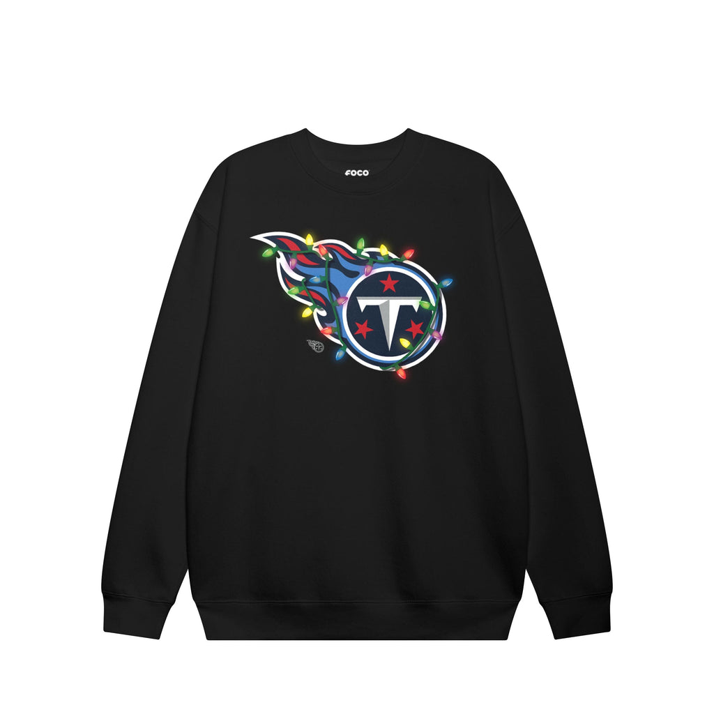 Tennessee Titans Primary Logo Holiday Lights Crew Neck Sweatshirt