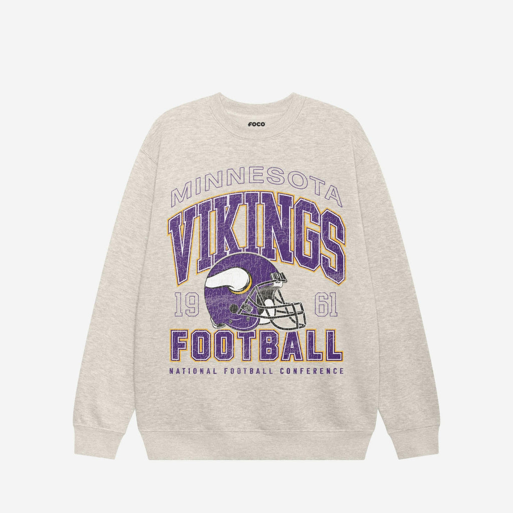 Minnesota Vikings Varsity Crew Neck Sweatshirt FOCO S - FOCO.com