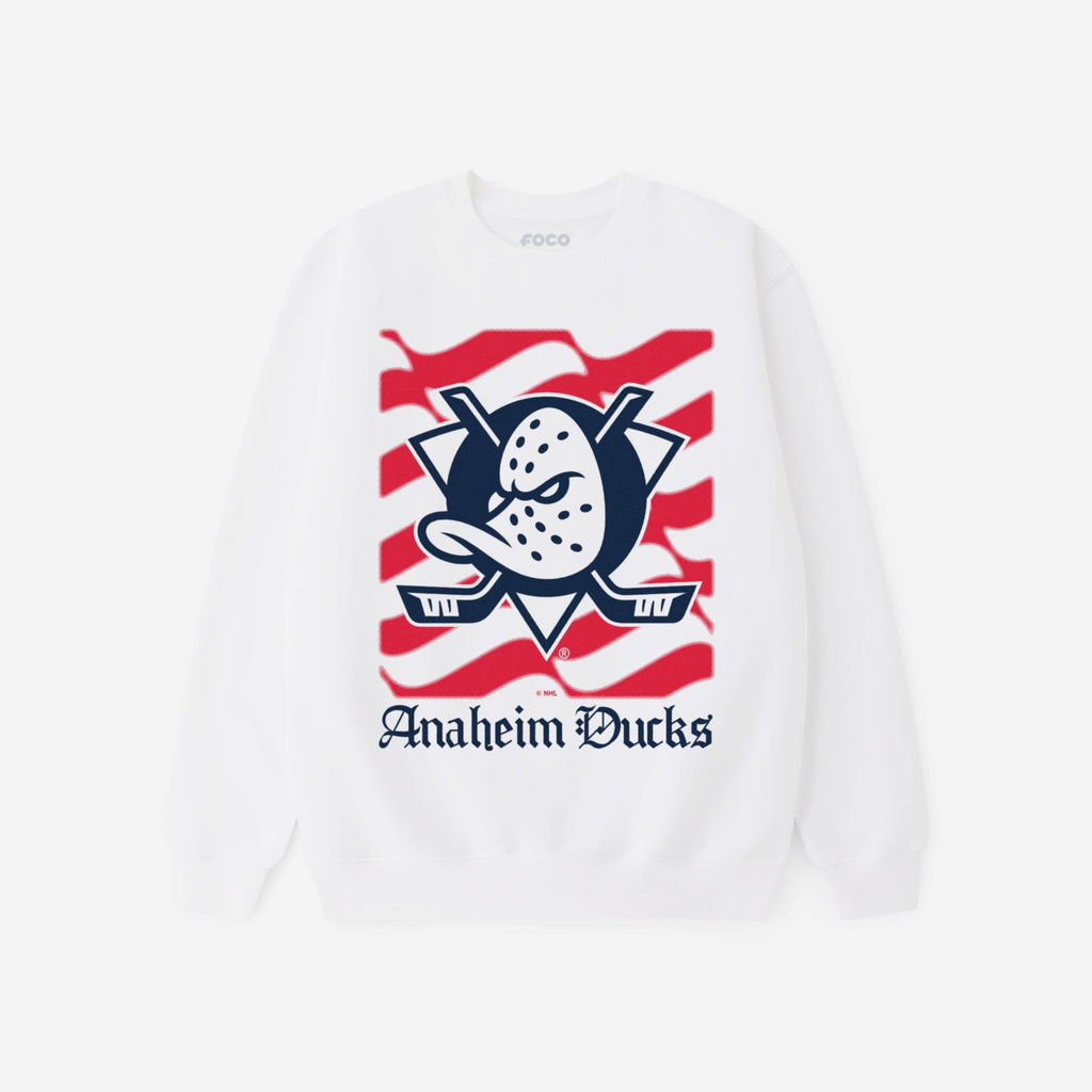 Anaheim Ducks American Heritage Wordmark Crew Neck Sweatshirt FOCO S - FOCO.com
