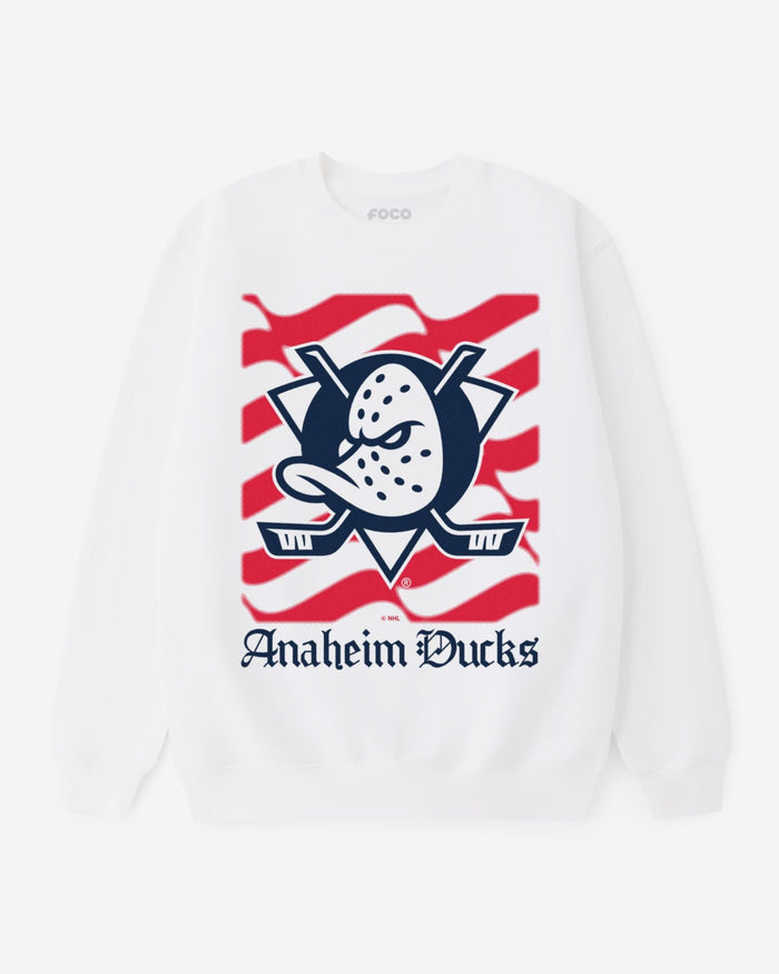 Anaheim Ducks American Heritage Wordmark Crew Neck Sweatshirt FOCO S - FOCO.com