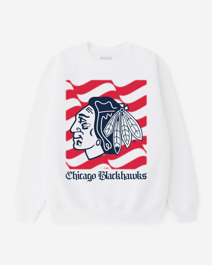 Chicago Blackhawks American Heritage Wordmark Crew Neck Sweatshirt FOCO S - FOCO.com