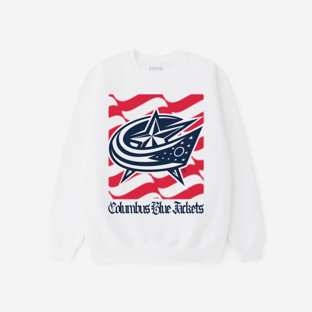 Columbus Blue Jackets American Heritage Wordmark Crew Neck Sweatshirt FOCO S - FOCO.com