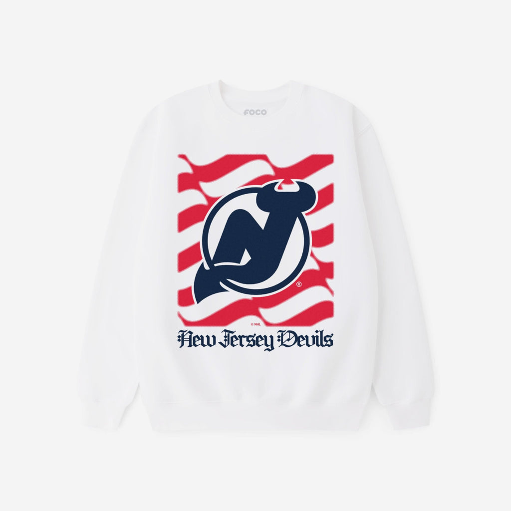 New Jersey Devils American Heritage Wordmark Crew Neck Sweatshirt FOCO S - FOCO.com