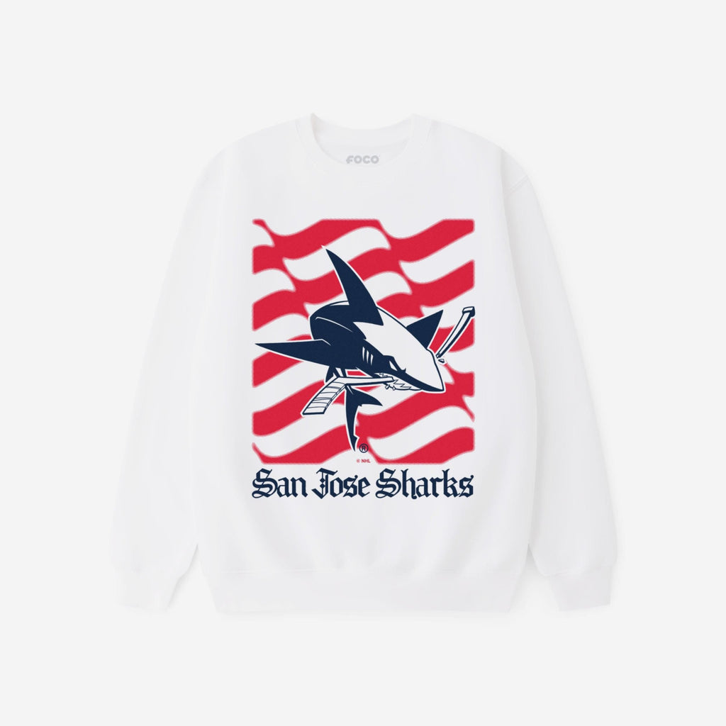 San Jose Sharks American Heritage Wordmark Crew Neck Sweatshirt FOCO S - FOCO.com