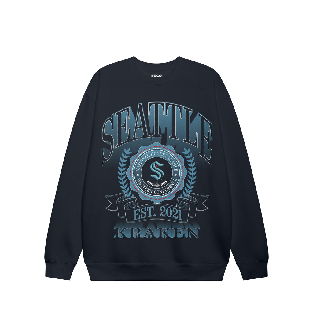 Seattle Kraken Banner Crest Crew Neck Sweatshirt