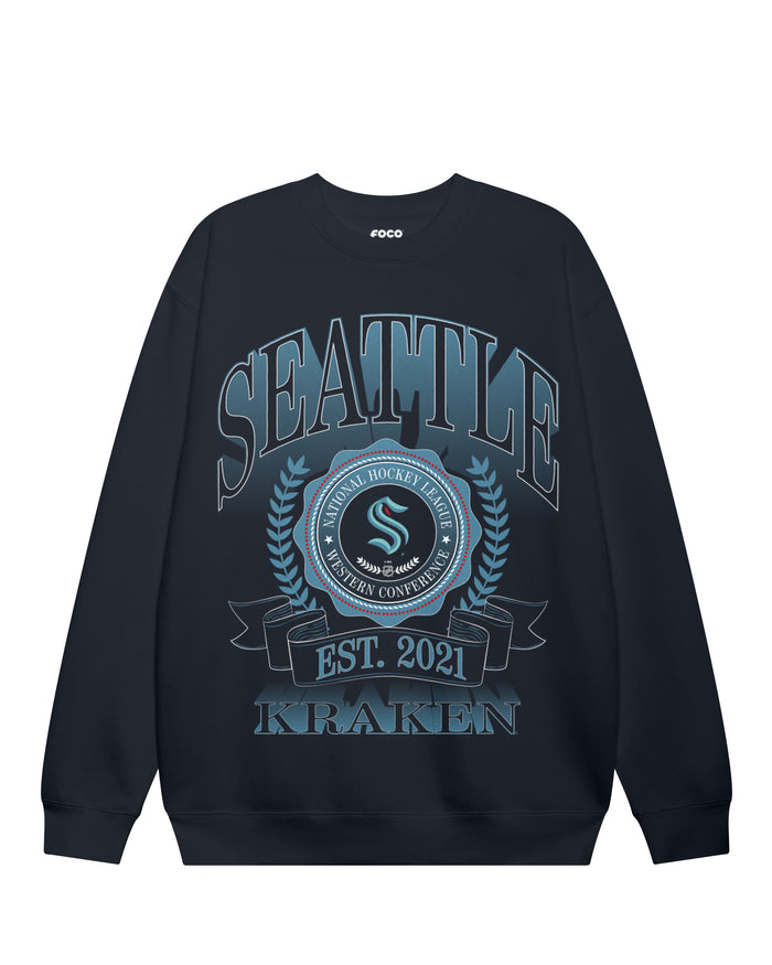 Seattle Kraken Banner Crest Crew Neck Sweatshirt