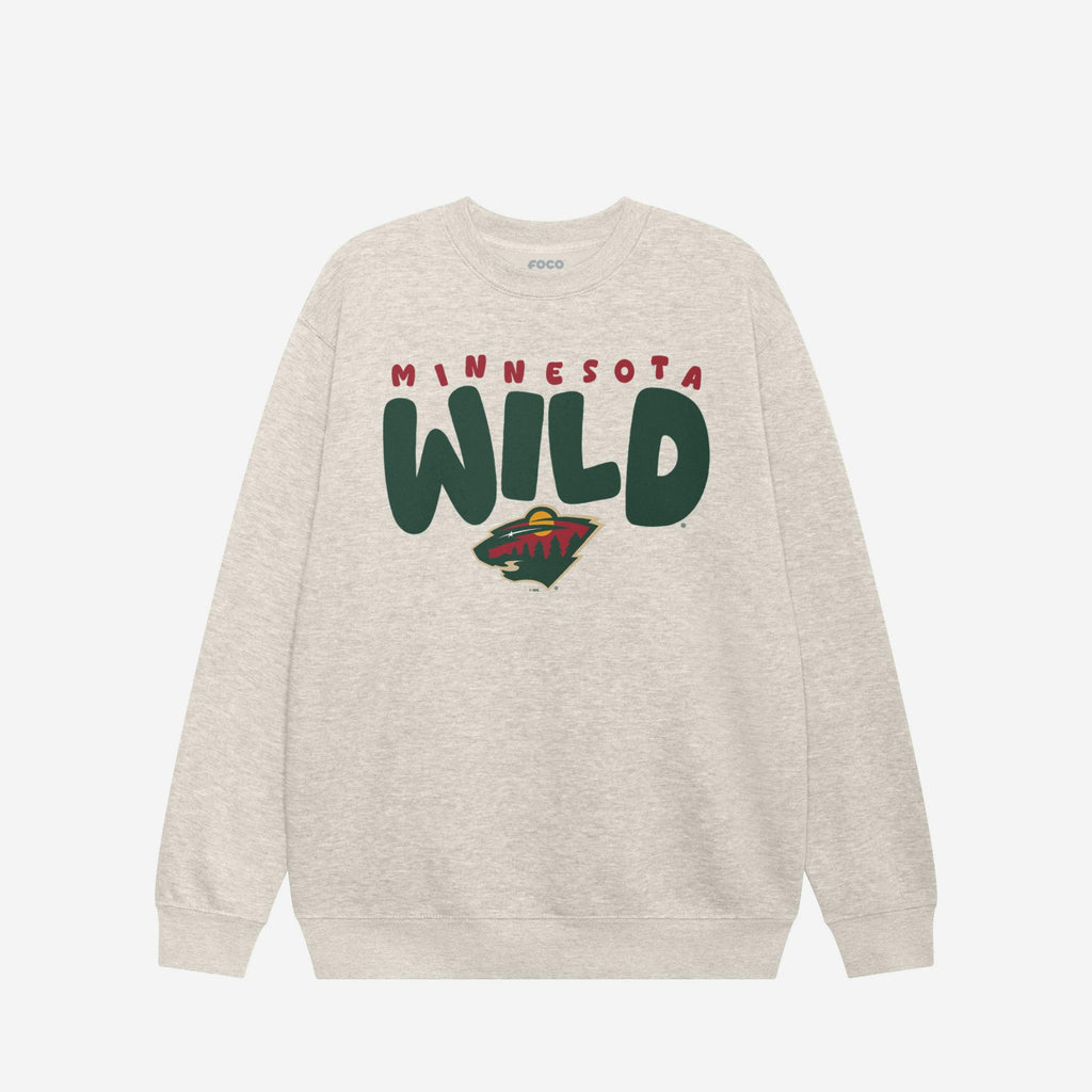 Minnesota Wild Bubble Crew Neck Sweatshirt FOCO S - FOCO.com