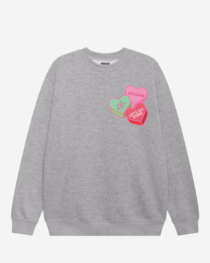 Dallas Stars Candy Heart Crew Neck Sweatshirt FOCO Athletic Heather S - FOCO.com