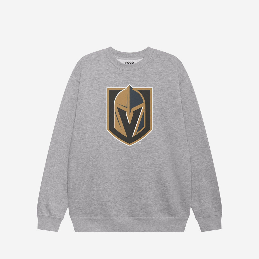 Vegas Golden Knights Primary Logo Crew Neck Sweatshirt FOCO Athletic Heather S - FOCO.com