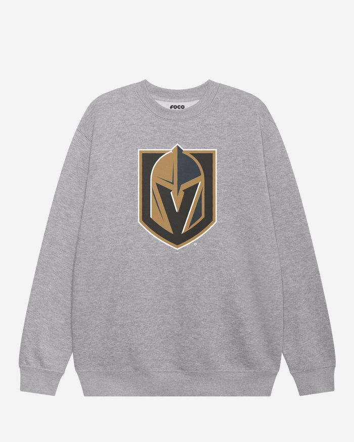 Vegas Golden Knights Primary Logo Crew Neck Sweatshirt FOCO Athletic Heather S - FOCO.com