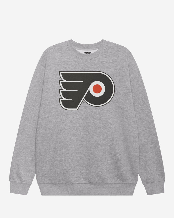Philadelphia Flyers Primary Logo Crew Neck Sweatshirt FOCO Athletic Heather S - FOCO.com