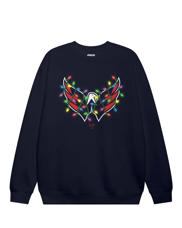 Washington Capitals Primary Logo Holiday Lights Crew Neck Sweatshirt