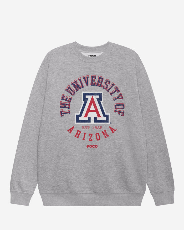 Arizona Wildcats Circle Vintage Crew Neck Sweatshirt FOCO S - FOCO.com