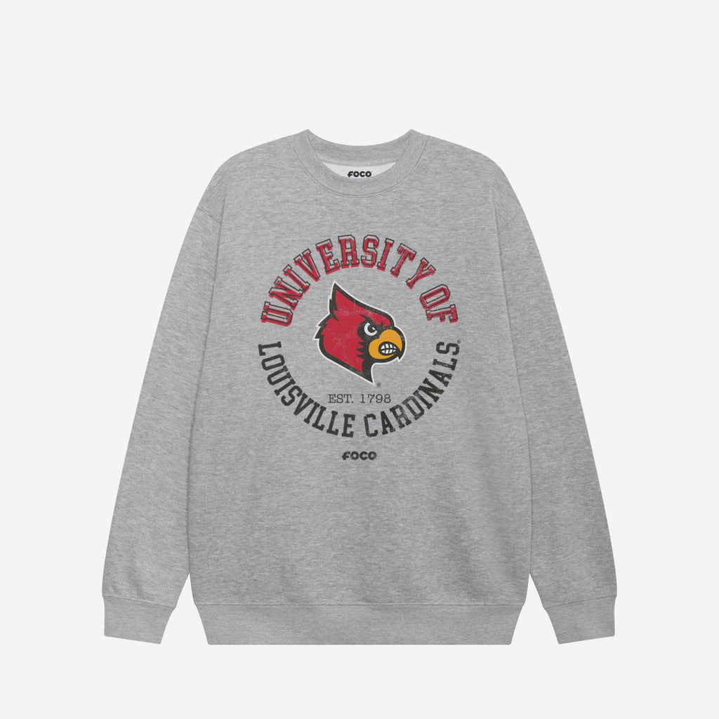 Louisville Cardinals Circle Vintage Crew Neck Sweatshirt FOCO S - FOCO.com