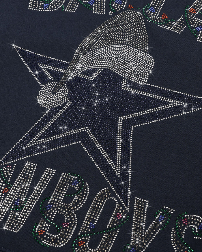 Dallas Cowboys Womens Rhinestone Logo Oversized Holiday Crew Neck Sweatshirt FOCO S - FOCO.com