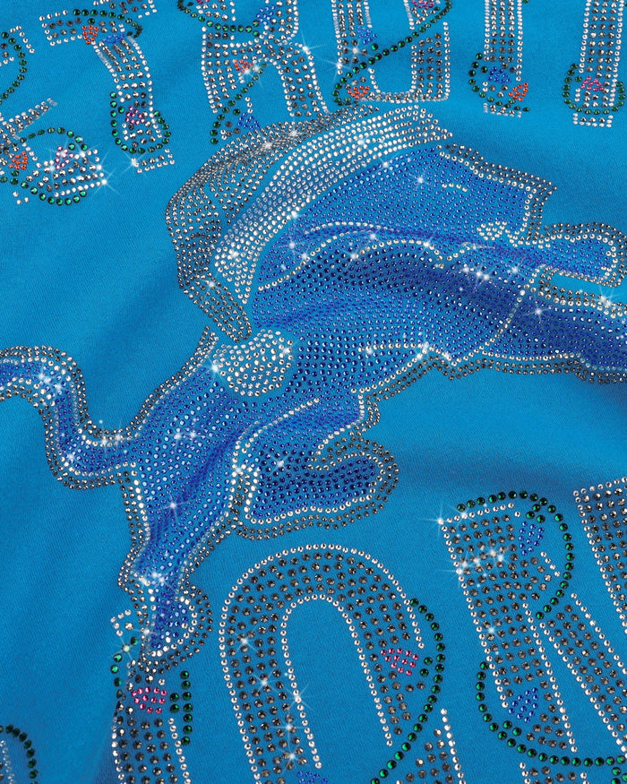 Detroit Lions Womens Rhinestone Logo Oversized Holiday Crew Neck Sweatshirt FOCO S - FOCO.com
