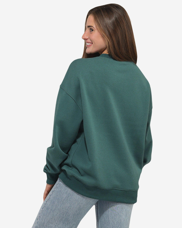 Philadelphia Eagles Womens Rhinestone Logo Oversized Holiday Crew Neck Sweatshirt FOCO S - FOCO.com