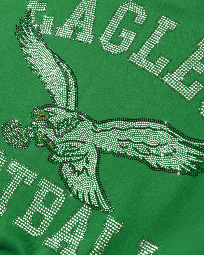Philadelphia Eagles Womens Kelly Green Rhinestone Logo Oversized Crew Neck Sweatshirt FOCO S - FOCO.com