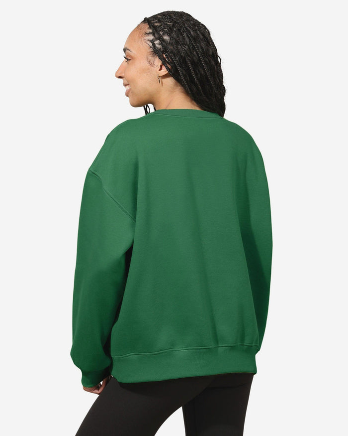 Philadelphia Eagles Womens Kelly Green Rhinestone Logo Oversized Crew Neck Sweatshirt FOCO S - FOCO.com