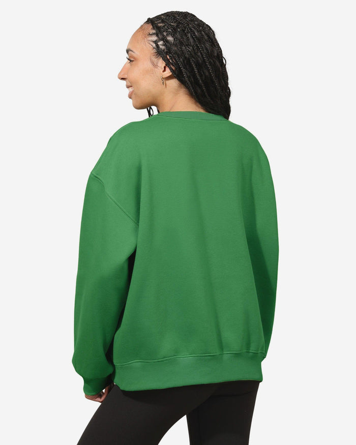 Philadelphia Eagles Womens Kelly Green Rhinestone Logo Oversized Crew Neck Sweatshirt FOCO S - FOCO.com