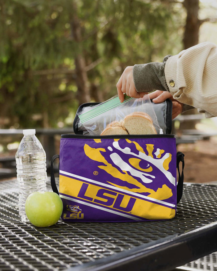 LSU Tigers Big Logo Stripe 6 Pack Cooler FOCO - FOCO.com