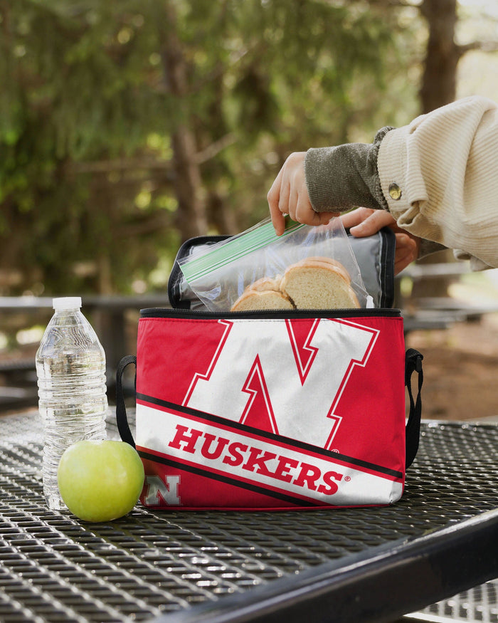 Nebraska Cornhuskers Big Logo Stripe 6 Pack Cooler FOCO - FOCO.com