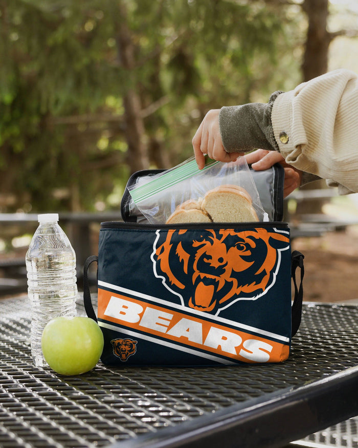 Chicago Bears Big Logo Stripe 6 Pack Cooler FOCO - FOCO.com