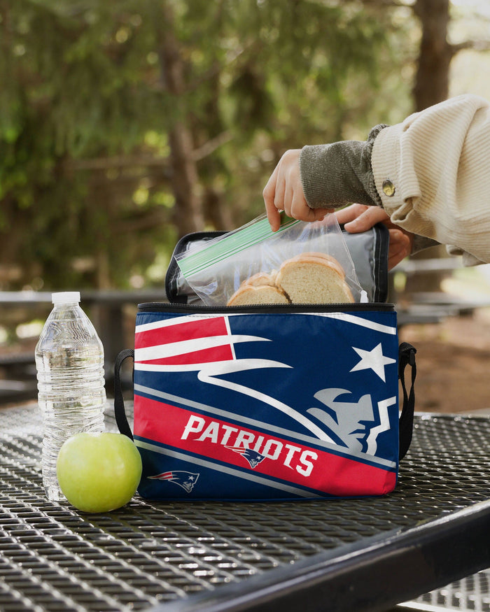 New England Patriots Big Logo Stripe 6 Pack Cooler FOCO - FOCO.com