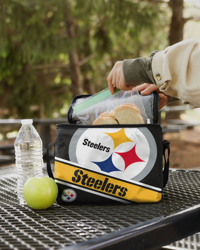 Pittsburgh Steelers Big Logo Stripe 6 Pack Cooler FOCO - FOCO.com