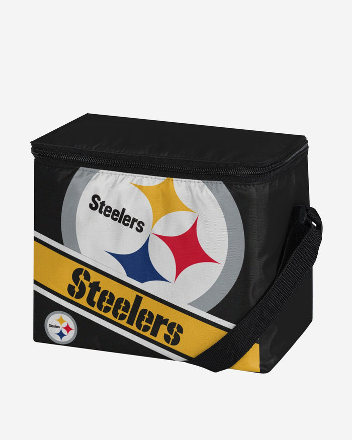 Pittsburgh Steelers Big Logo Stripe 6 Pack Cooler FOCO - FOCO.com