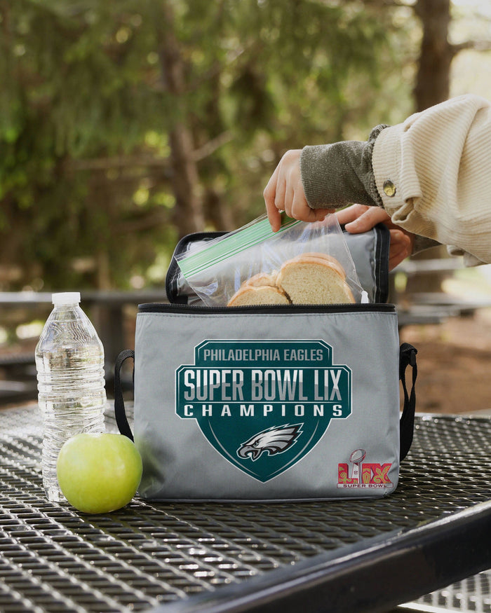 Philadelphia Eagles Super Bowl LIX Champions Big Logo Stripe 6 Pack Cooler FOCO - FOCO.com