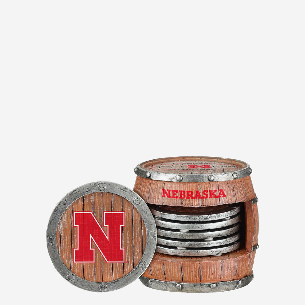Nebraska Cornhuskers 5 Pack Barrel Coaster Set FOCO - FOCO.com