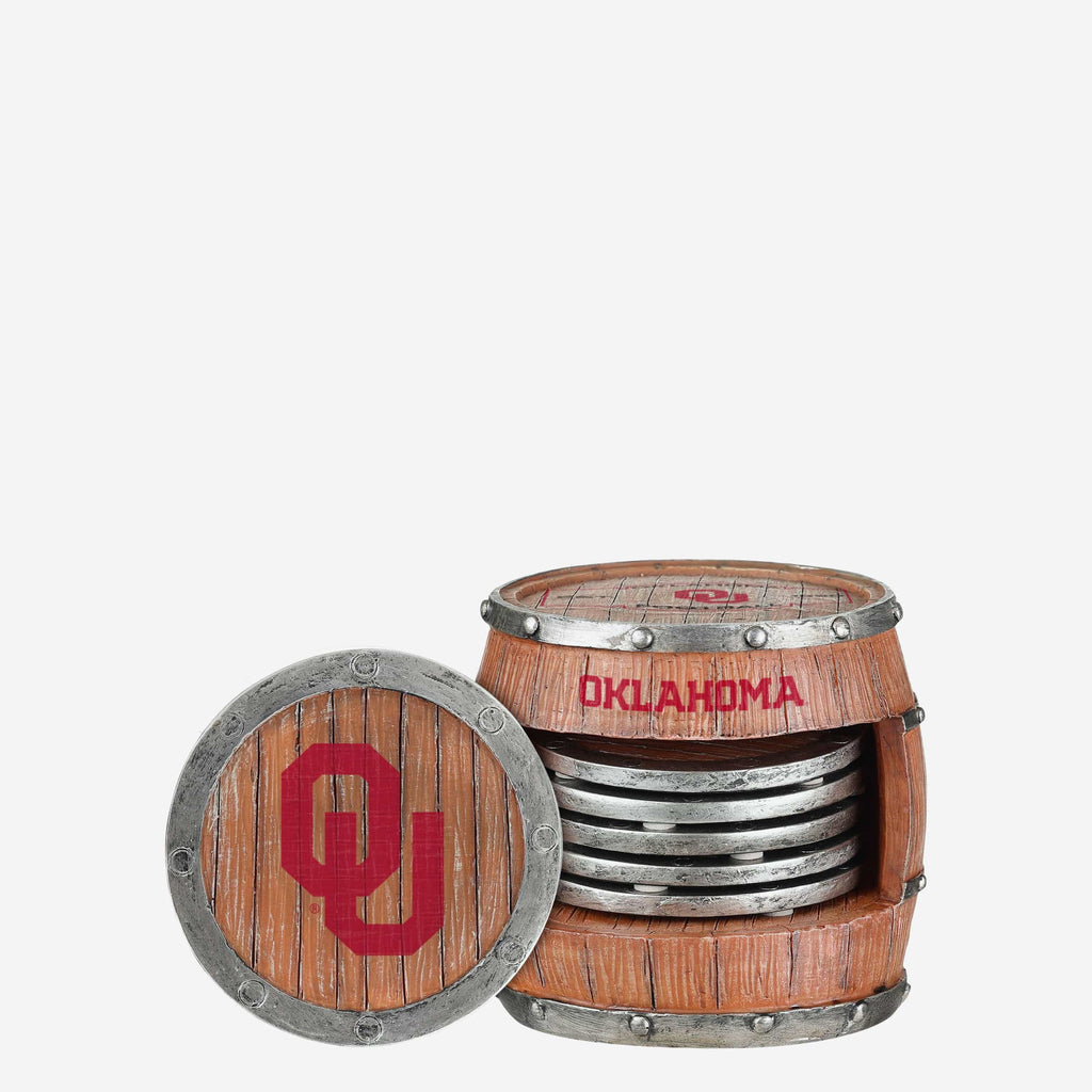 Oklahoma Sooners 5 Pack Barrel Coaster Set FOCO - FOCO.com